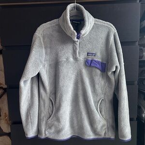 Patagonia Gray Fleece with Purple Trim